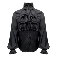 Camisa Masculina De Pirata Fantasia De Vampiro Com Babados