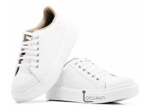 Zapato Zapatilla Mujer Blanca Sneaker Urbana Plataforma Moda