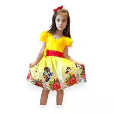 Vestidinho Festa Infantil Temático Desenhos Princesas Luxo