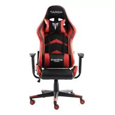 Cadeira De Jogos Targa Hero Pro Red Pc 180º Em Couro Sintético 160kg