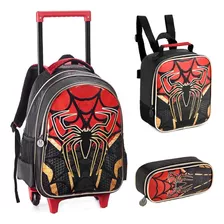 Kit Mochila Escolar Rodinhas Dark Spider - Denlex