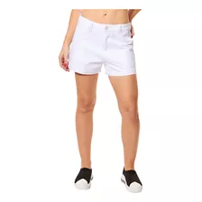 Short Sarja Feminino Curto Cintura Média Branco Sawary 