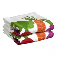 T-fal Textiles 62445 2-pack Veggie Print Dual Sided Woven We