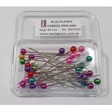 Alfileres Acero Con Cabeza Perlada 4 Cm X 30 Unidades 