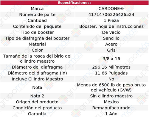 Booster Frenos Cardone Reman Ford E-150 Cw 92 A 93 Foto 5