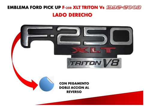 Emblema Compatible Ford F-250 Xlt Triton V8 92-03 Derecho Foto 3