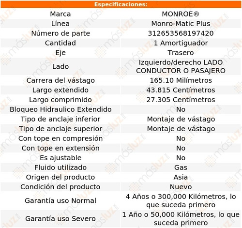 1) Amortiguador Monro-matic Plus Izq/der Tras Cyclone 68/71 Foto 3