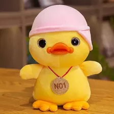 Patinho Amarelo De Pelúcia Com Boina E Colar Cor Rosa