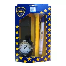 Reloj Superdeportivo Boca Juniors Y Boligrafo En Caja