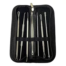 Extrator Cravos Espinhas Acne Kit Pinça Inox Com 7 Peças