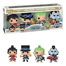 Funko Luffytaro/sabo/zoro/jinbe 4 Pack Glow Dark One Piece