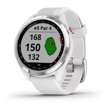 Smartwatch Garmin Approach S42 1.2 Caja 43.4mm De Polímero Polished Silver, Malla White De Silicona Y Bisel Black De Acero Inoxidable