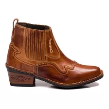 Bota Country Botina Masculina Bico Fino Couro Legítimo