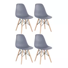 4 Cadeiras Charles Eames Wood Cozinha Dsw Cinza Escuro Cor Da Estrutura Da Cadeira Cinza-escuro