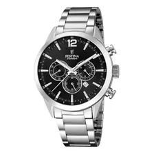 Reloj Festina Hombre Chrono F20343.8 Color De La Malla Acero Color Del Bisel Plateado Color Del Fondo Negro