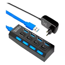 Hub Cabo Usb 3.0 Extensor 4 Portas Com Fonte 5v Hd Pen Drive