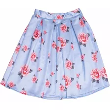 Saia Adulto Floral Azul E Rosa