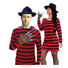 Fantasia Freddy Krueger Kit Camisa + Luva Cosplay Halloween 