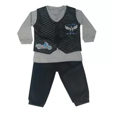 Conjunto Plush Infantil Menino Bebê Calça Blusa E Colete