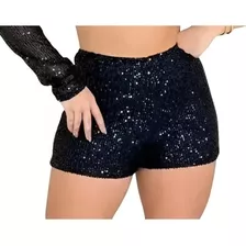 Short Feminino Paetê Curto Festa Brilho Luxo Balada Blogueir