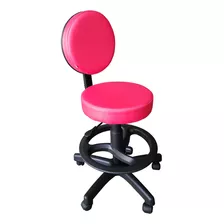 Cadeira Mocho Giratório Com Aro E Encosto Pink Facto For-ty