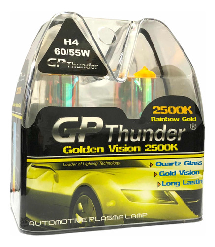 Set 2x Focos Halgeno Gp Thunder Golden Vision 2500k H4 9003 Foto 2