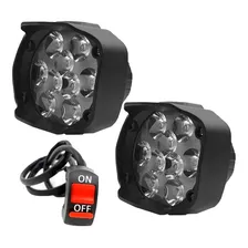 Faros 9 Leds Moto 6000k Blanco 1500 Lumenes 15w Tecla On Off