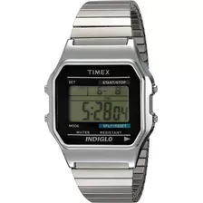 Relógio Masculino Timex Com Luz Indiglo 34 Mm E 3 Atm T785829j, Cor Da Pulseira: Prata, Moldura, Cor De Fundo Prateada, Cor De Fundo Cinza