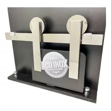 Kit Porta De Correr Roldana Aparente Inox Trilho 2 Metros