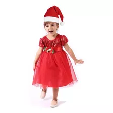 Fantasia Mamãe Noel Vestido Bebe Infantil Menina Natal 