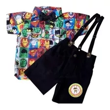 Conjunto Os Vingadores Camisa Social Menino Festa Infantil