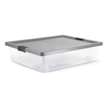 Caja Organizadora Con Broches Y Ruedas Bajo Cama 28l Gris