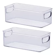 Kit 2 Organizadores Caixas Com Alça Transparente 23x11x8cm