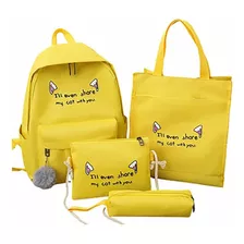 Set 4 Mochila Bolsas Escolar Estudiante Lapicera Tote Lona