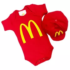 Body Bebê Mesversário Temático Fantasia Mcdonald's + Boina