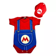 Body Infantil Bebê Personagem Mário Com Boina