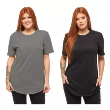 Kit 02 Camisetas Feminina Oversized Longline Wooks Plus Size