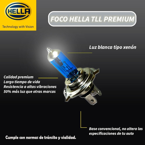 Foco H11 Luz Blanca Tipo Xenon Premium 55w 2 Focos Hella Foto 4