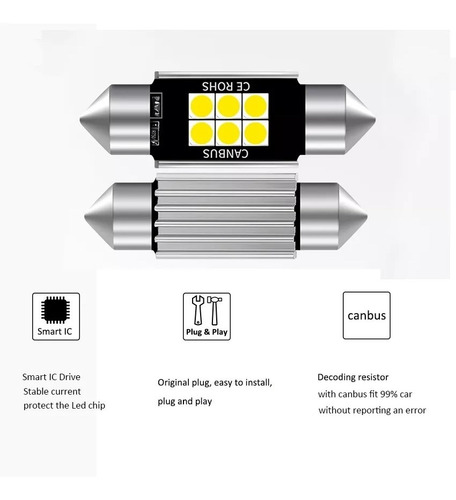 Par De Focos Led 39mm Canbus Blanco | Vw Jetta Clsico Foto 2