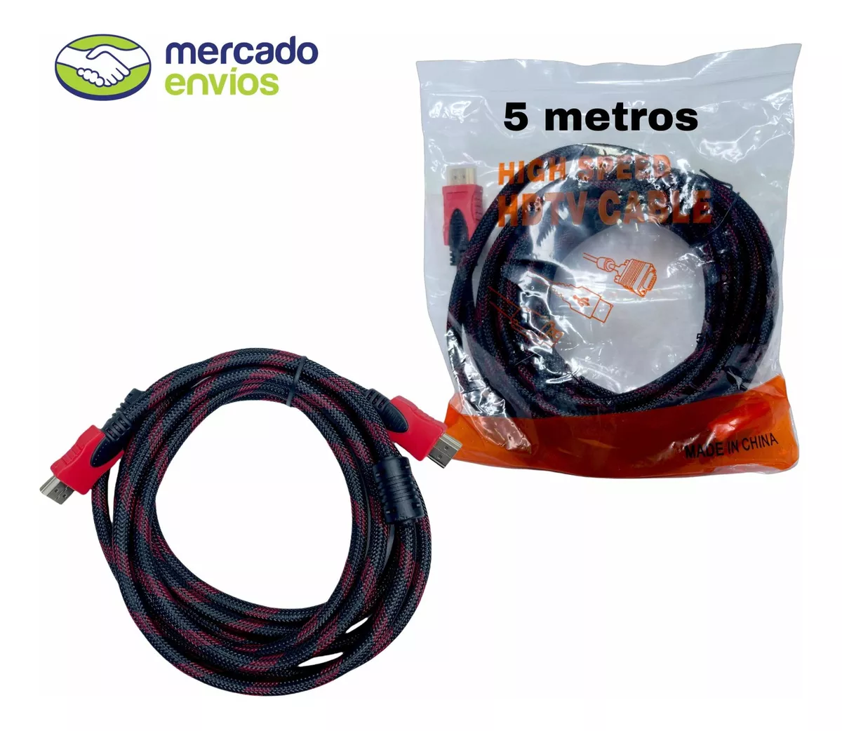 Cable Hdmi Punta Dorada Enmallado 5 Metros Full Hd 1080p