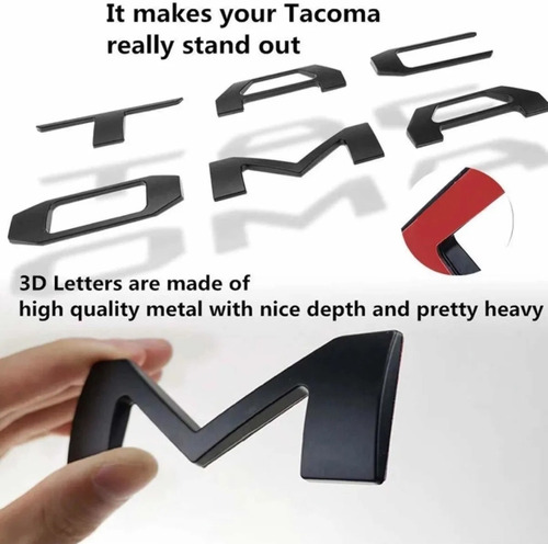 Emblema  Toyota Tacoma Batea Negro 2016-2020 No Vinil 3d Foto 6