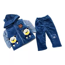 Conjunto Infantil Quentinho Masculino Inverno 3 Peças Urso