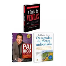 Kit 3livros, Pai Rico, Pai Pobre + A Bíblia De Vendas + Os Segredos Da Mente Milionária, Segredos Para Enriquecer, Edição Atualizada, Robert Kyiosaki, T. Harv Eker, Jeffrey Gitomer