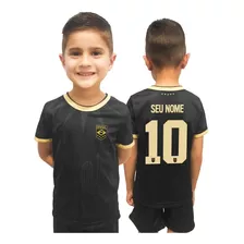 Camisa Seleção Brasileira 2022 Infantil Preta Nome E Numero