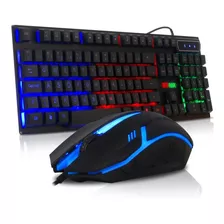 Kit Gamer Teclado Semi Mecânico Mouse Rgb Multimídia Usb Pc Cor Do Teclado Preto