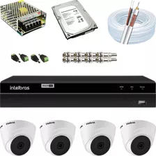 Kit Vigilância Intelbras 4 Câm. Dome Hd G4 Dvr 1104 + Hd 1tb