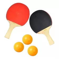 Set Paletas De Ping Pong De Madera Con 3 Pelotas