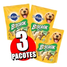 3 Petisco Para Cães Adultos Biscrok Pedigree Multi 1kg