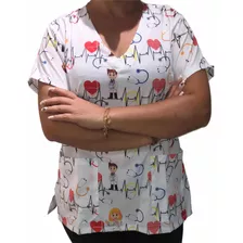 Blusa Bata Camisa Scrub Pijama Hospitalar Cirúrgico Linda