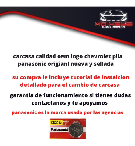 Carcasa Llave Chevrolet Sonic Malibu Equinox Logo Original ! Foto 3